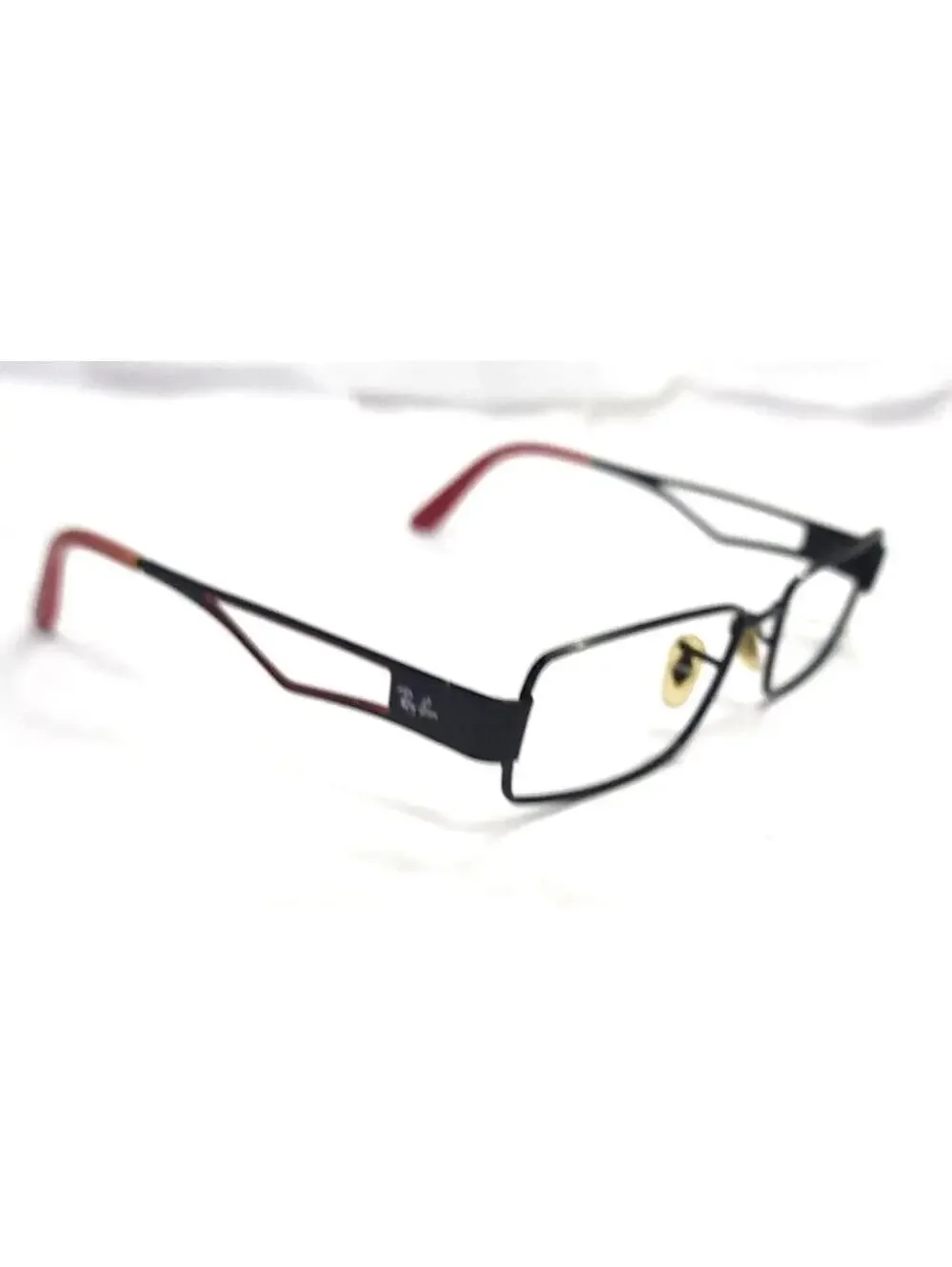 Ray Ban RB6166 2509 Black Metal Red Rectangle Eyeglasses 52-17 135